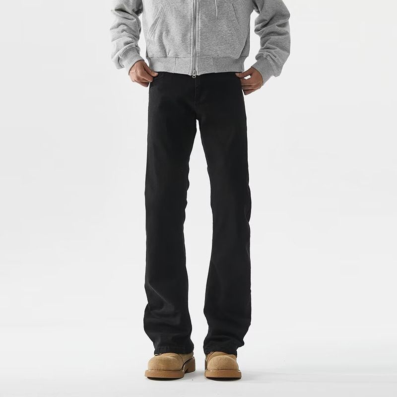 Men's Simple Loose Straight Leg Jeans Trousers_mkmklike.com