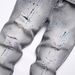 Men's Distressed Slim-Fit Jeans - Grunge Washed Gray Skinny Denim Pants With Paint Splatter & Ripped Details, Straight Leg Non-Stretch Streetwear_mkmklike.com