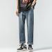 Jeans Men's Straight Straight Pants Washed Retro Trousers Middle Waist, Embroidery, Double Craft_mkmklike.com