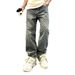 Spring 2027 Fashion High Street Hip-Hop Jeans Men Cotton Mid Waist Jacquard Straight Type Washed Denim Pants_mkmklike.com