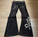 Y2K Tribal Patchwork Denim Jeans – Vintage Washed With Embroidery Details, Retro Streetwear For Men, Baggy Fit & 100% Cotton_mkmklike.com