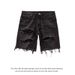 Men's Clothing Retro Hole Shorts Large Size Midweight Cotton Denim Black Gray Wide Leg Pants Casual High Street Style_mkmklike.com