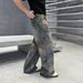 Vintage Washed Straight-Leg Jeans – Retro Unisex Denim With Distressed Detailing & Oversized Fit Drop-Crotch Freedom_mkmklike.com
