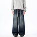 Men's Vintage Straight-Fit Jeans – Stretch Waist, Classic Washed Denim, Relaxed Comfort For Casual & Streetwear_mkmklike.com