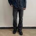 Vintage-Inspired Cleanfit High Street Jeans - Black Washed Flared Straight Leg Denim Pants For Teens_mkmklike.com