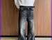 Men's Slimming Straight Leg Jeans Retro Washed Distressed Wide Leg Drape Loose Fit Style_mkmklike.com