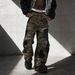 Men's Camo Print Distressed Jeans – Streetwear Straight-Leg Denim With Hand-Painted Details | Loose Fit & Low-Rise Design_mkmklike.com
