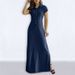 Summer Fashionable Elegant And Elegant Women's Denim Dress Pai Team Long Dress Large Size Half Open Lapel Women's Dress Robe_mkmklike.com