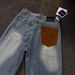 Color Blocked Pocket Straight Leg Cropped Jeans Slim Fit Flattering Petite Figures Spring New Style For Couples_mkmklike.com