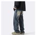 American Retro Sense Splicing Jeans Men's High-end Loose Design Niche High Street Wide-leg Drape Straight Pants Trousers_mkmklike.com
