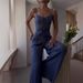 Women's Clothing summer new pure desire sexy hollow strap top casual wide leg pants suit_mkmklike.com