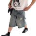Men's Clothing High Street Trend Hole Brushed Niche Wide Leg Straight Denim Shorts_mkmklike.com