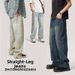 CATTEEIUS Men's Washed Straight-Leg Jeans Vintage Blue Relaxed Fit Casual Streetwear Denim Pants_mkmklike.com