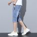 Men's Denim Shorts Summer Thin Straight Leg 7/8 Length Casual Tencel Loose Fit New Fashion_mkmklike.com