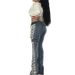 Y2K High Waist Lace Up Jeans For Women Casual High Elastic Long Pants_mkmklike.com