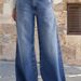 K New Retro Wide Leg Jeans For Women, Embroidered Elastic Straight Leg Pants, Casual Pants_mkmklike.com