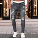 Men's Hip-Hop Skinny Ripped Jeans – Slim Fit Stretch Denim With Vintage Wash & Streetwear Style (6 Colors, 6 Sizes)_mkmklike.com