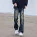Men's Cargo Jeans – Vintage Washed Utility Pants With Multi-Pockets & Relaxed Fit_mkmklike.com