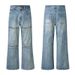 Men's Clothing Retro Loose Fitting Flared Jeans For Men American High Street Fashionable Trendy Design Long Pants Cool Rebellious Vibe New Style_mkmklike.com