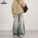 xxbro Men's Vintage High Street Baggy Jeans - Retro Washed Distressed Wide Leg Cargo Pants For Casual Streetwear_mkmklike.com