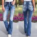 Stretchy Flared Jeans For Women – High-Waisted Embroidered Denim Pants With Bootcut Silhouette (Blue, S-XXL)_mkmklike.com