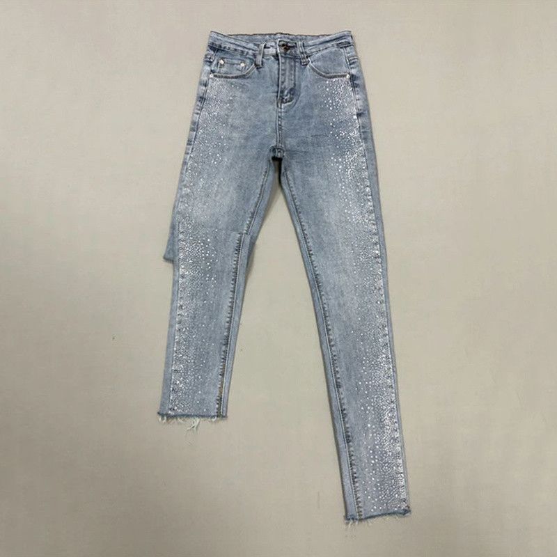 "Glitter Embellished High-Waisted Jeans – Stretchy Slim Fit Pants With Rhinestone Details (XS-6XL, 7 Colors)"_mkmklike.com