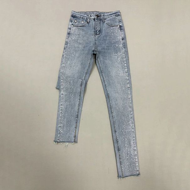 "Glitter Embellished High-Waisted Jeans – Stretchy Slim Fit Pants With Rhinestone Details (XS-6XL, 7 Colors)"_mkmklike.com