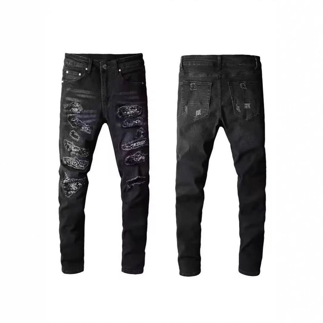 Men's Clothing Street Hip Hop Fashion Skinny Ripped And Distressed Jeans Men's Slim Fit Ripped Distressed Skinny Jeans For Hip Hop Streetwear Fashion_mkmklike.com