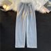 Men's Clothing Light Colored Elastic Waist Jeans, Spring Trendy Brand, Loose Straight Leg, Retro High Street, Washed, Versatile, Casual Long Trousers_mkmklike.com