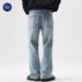 Men's Clothing Men's Washed Straight-Leg Jeans - Relaxed Fit Vintage Denim Pants With Slight Flare, High Cotton Comfort (Blue, Size 28-40)_mkmklike.com