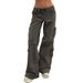 American-style Distressed Denim Jeans With Multiple Pockets, Versatile Workwear Pants, Low-waisted Solid Color Loose_mkmklike.com