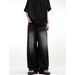 Men's Clothing Retro Washed Drape Loose Export Jeans Vintage Washed Loose Fit Oversized Denim Jeans - Black Straight Leg Wide Pants For Men & Women_mkmklike.com