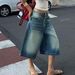 Vintage Washed Denim Shorts With Multi-Button Detail – Relaxed Fit, Mid-Rise, Comfortable Cotton Blend For Casual & Streetwear_mkmklike.com