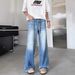 Classic American Washed Denim Jeans For Men & Women - Relaxed Fit Straight Leg Wide Trousers With Cleanfit Style_mkmklike.com
