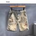 Men's Plus Size Retro Distressed Denim Shorts Washed Trendy Loose Straight Leg Five Point Mid Length_mkmklike.com