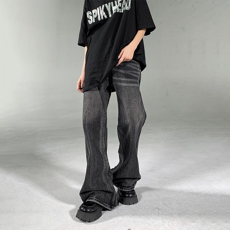Nordmann Black Gray Jeans Men High Street Vintage Trend Hip Hop Floor Length BF American Style Straight Loose Casual Pants_mkmklike.com