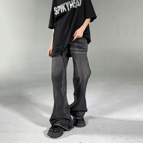 Nordmann Black Gray Jeans Men High Street Vintage Trend Hip Hop Floor Length BF American Style Straight Loose Casual Pants_mkmklike.com