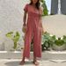 Women's casual commuting nine-point pants summer wide-leg jumpsuit women_mkmklike.com