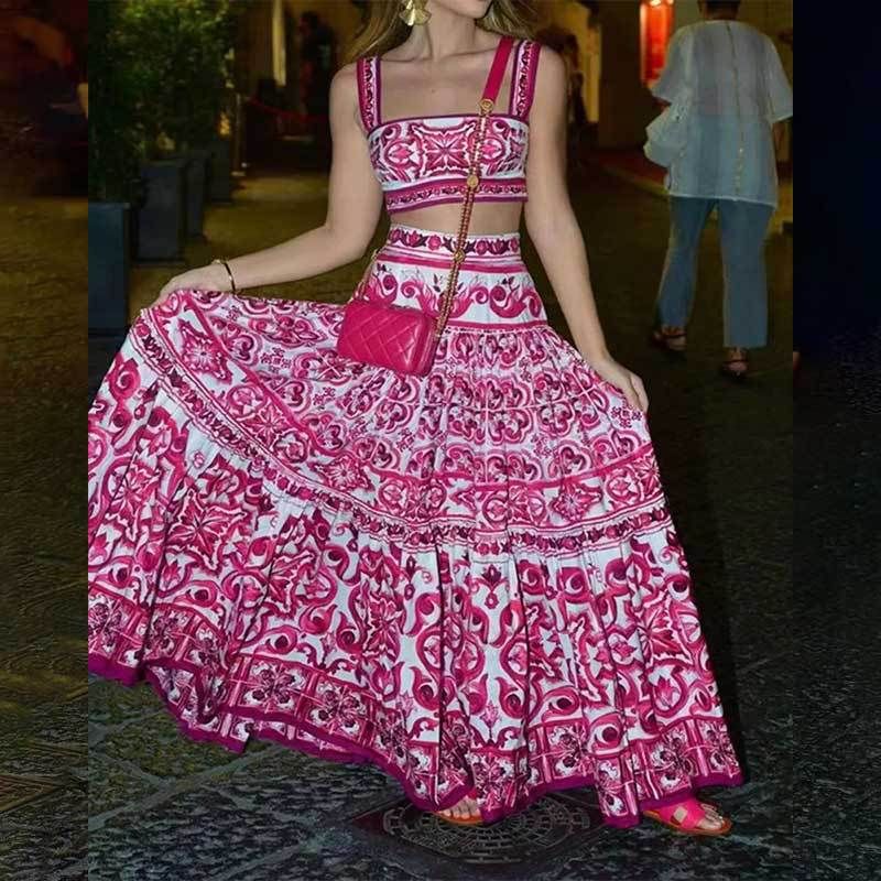 Hot Selling New Elegant Two-piece Printed Swing Suit_mkmklike.com