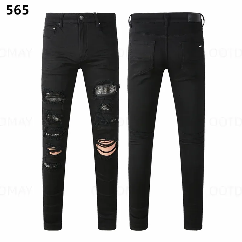 Fashionable Mens Skinny Distressed Denim Designer Jeans With Rips - Slim Fit Biker Styles_mkmklike.com