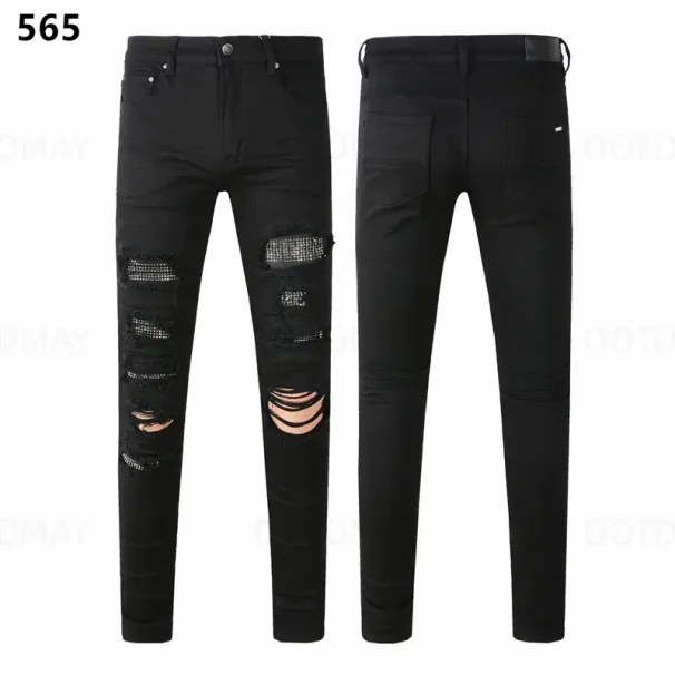 Fashionable Mens Skinny Distressed Denim Designer Jeans With Rips - Slim Fit Biker Styles_mkmklike.com
