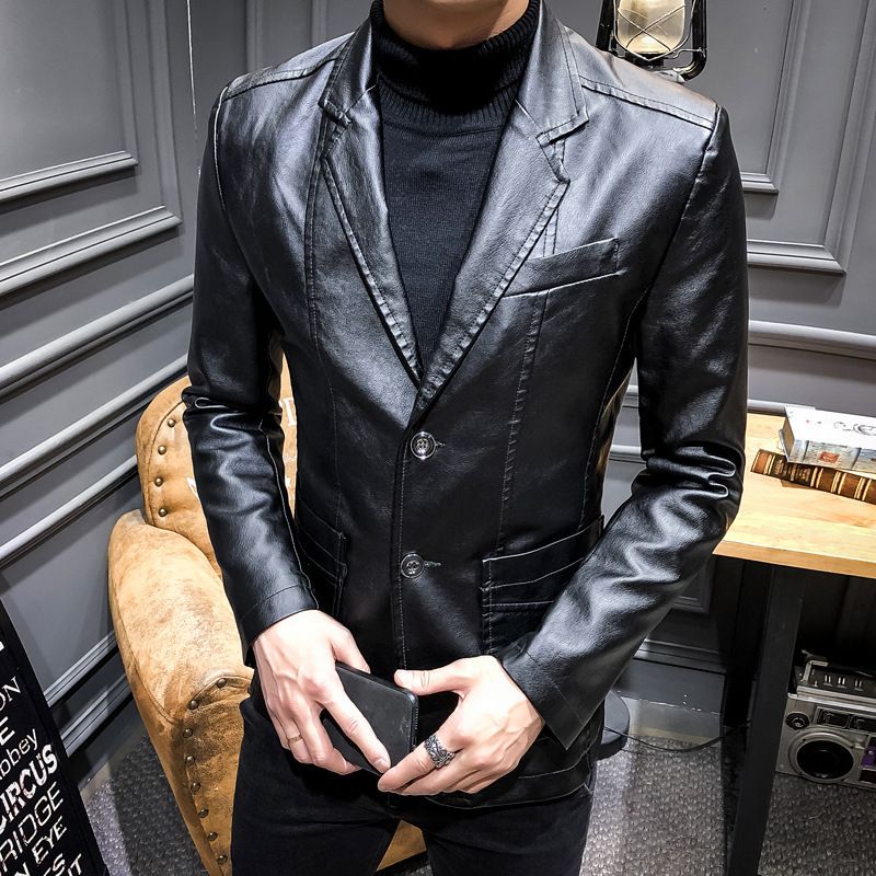 Men's Clothing Leather Suit Autumn New Casual Jacket Style Slim Lapel Leather Suit Leather Jacket Men's_mkmklike.com