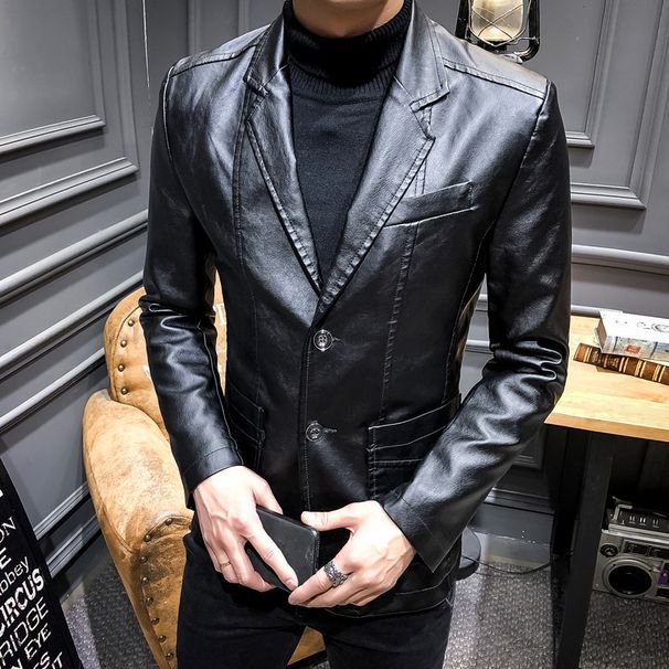 Men's Clothing Leather Suit Autumn New Casual Jacket Style Slim Lapel Leather Suit Leather Jacket Men's_mkmklike.com
