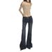 Orange Silk Women's Clothing#American Retro Washed Flared Jeans For Women, Autumn Low Waist Slim Fit Stretch_mkmklike.com