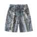 Men's Clothing Summer Fashion Brand 3D Printed Washed Hip Hop Denim Shorts Men's Loose Wide Leg Straight Leg Five Point Mid Length Pants_mkmklike.com