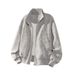 Gray Tie-Dye PU Leather For Men, Autumn American Retro Boxy Fit Coat, Stylish Stand Collar Workwear Baseball Jacket_mkmklike.com