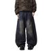 Men's Clothing All Match Hip Hot Retro Washed Deconstructed Scimitar Jeans For Men And Women Loose Straight Casual Wide Leg Jeans_mkmklike.com