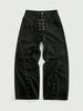 Retro Hip Hop Jeans – Distressed Denim Pants With Studded Details & Drawstring Waist, Loose Straight-Leg Unisex Style_mkmklike.com
