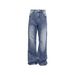 Men's Distressed Washed Denim Jeans - Mid-Rise Straight Bootcut Pants With Lightning Crack Design, Clean Fit Stretch-Free Cotton For Casual_mkmklike.com