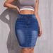 Women's Clothing New Casual Fashion Elastic High Waist Slimming Slit Hip Covering Denim Skirt_mkmklike.com